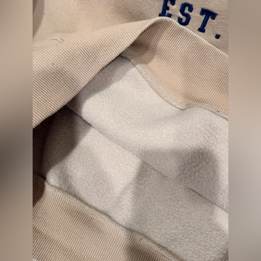 White Fox Est. 2013 Varsity Hoodie Cream Beige Oversized - Picture 4 of 5